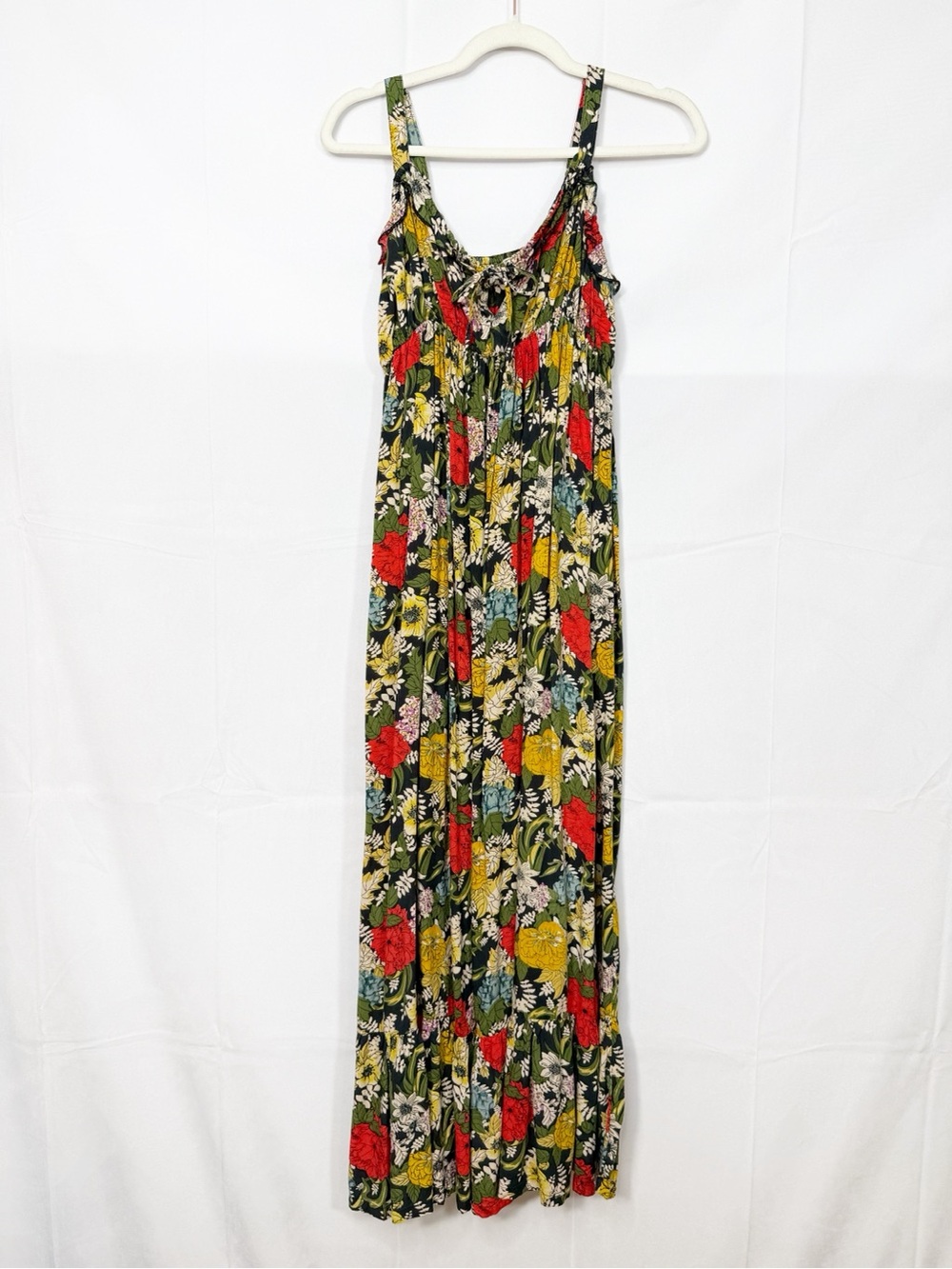 Natural Life Elizabeth Maxi Dress Black Red Poppy Floral Bohemian Hippie Boho - Picture 2 of 11